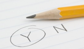 Pencil with "Y" Circled For Yes